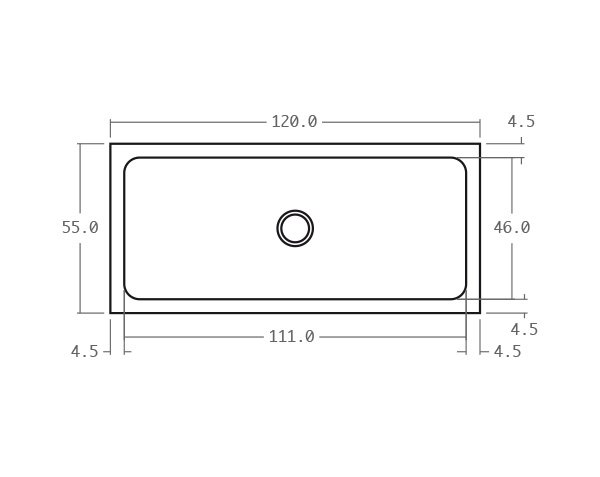 Stone sink - Technical plan 120 cm