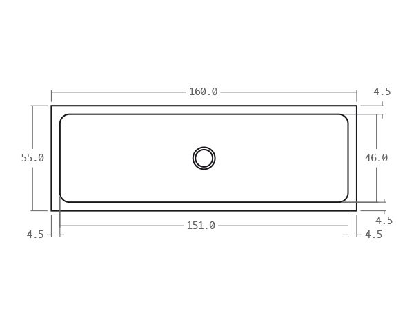 Stone sink - Technical plan 160 cm