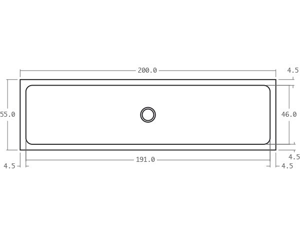 Stone sink - Technical plan 200 cm