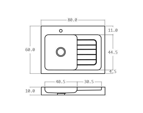 Limestone sink - Technical plan 80 cm