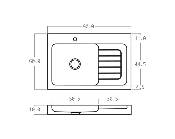 Limestone sink - Technical plan 90 cm
