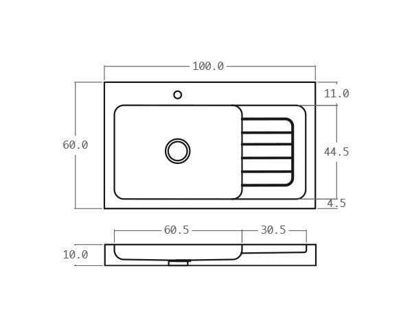 Limestone sink - Technical plan 100 cm