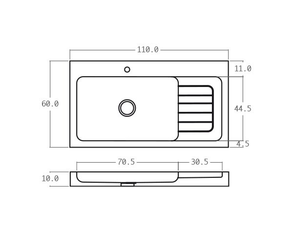 Limestone sink - Technical plan 110 cm