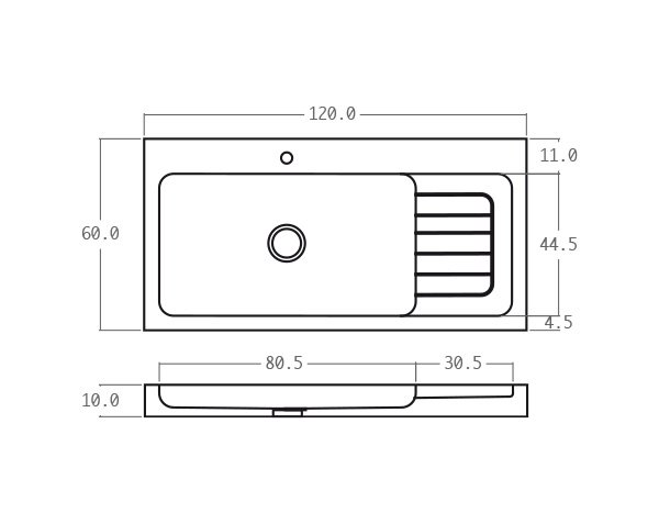 Limestone sink - Technical plan 120 cm