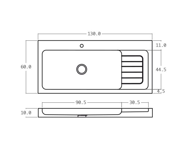 Limestone sink - Technical plan 130 cm