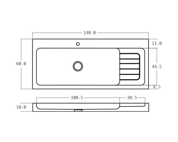 Limestone sink - Technical plan 140 cm