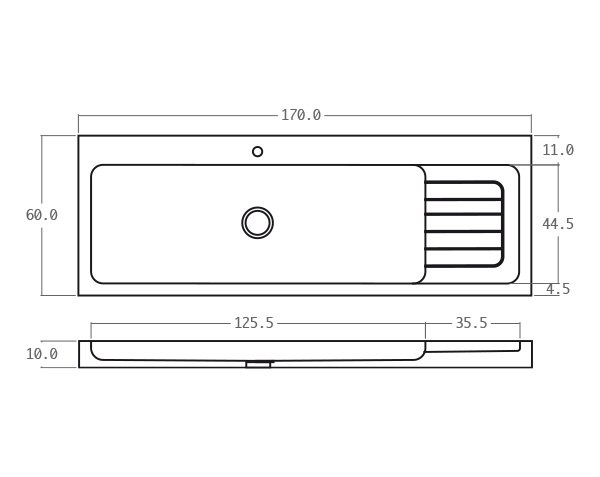 Limestone sink - Technical plan 170 cm