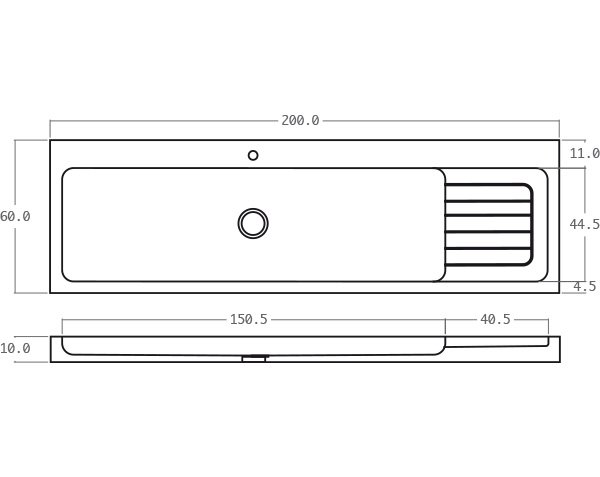 Limestone sink - Technical plan 200 cm
