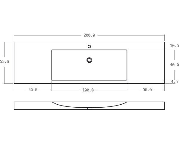 Limestone washbasin - Technical plan 200 cm