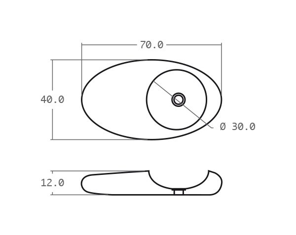 Pebble stone basin - Technical plan 70 cm