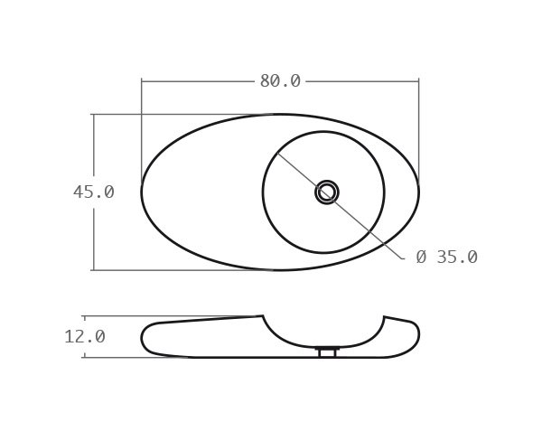 Pebble stone basin - Technical plan 80 cm