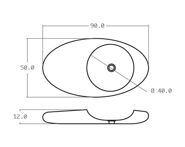 Pebble stone basin - Technical plan 90 cm