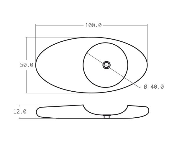 Pebble stone basin - Technical plan 100 cm