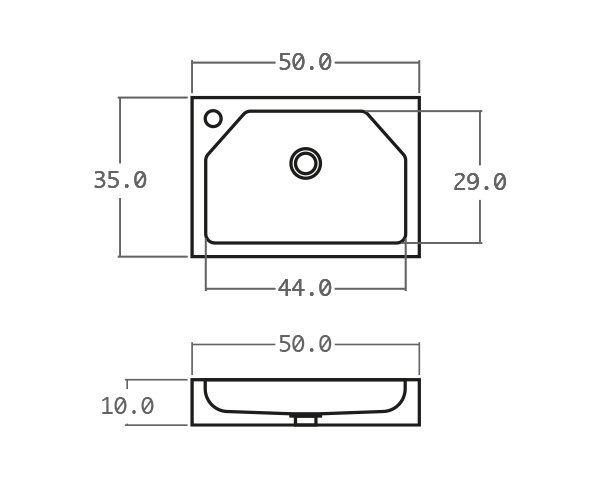 WC sink in limestone - Technical plan 50 cm