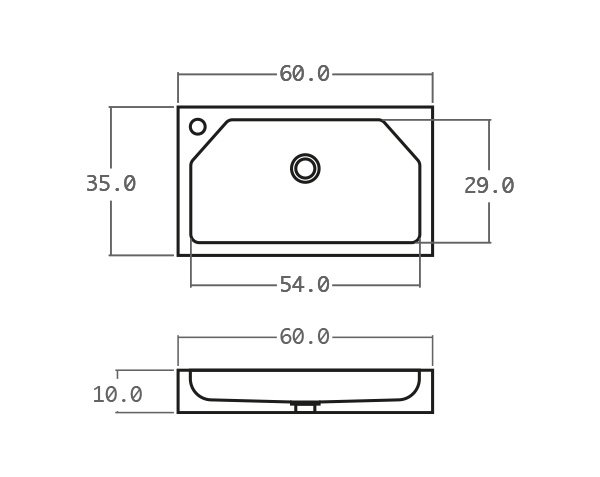 WC sink in limestone - Technical plan 60 cm