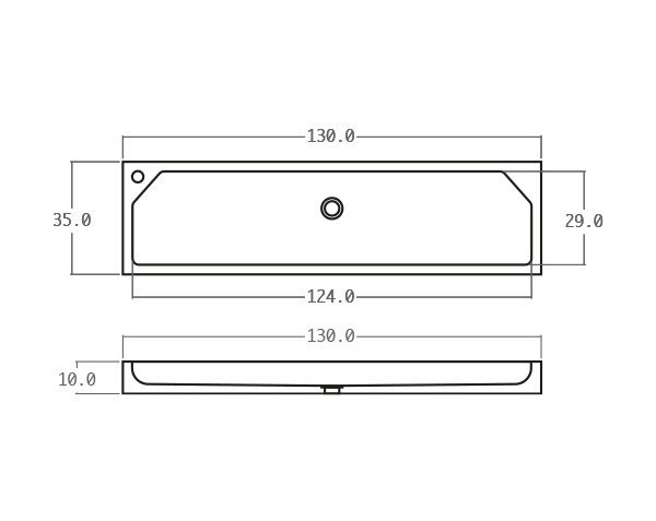 WC sink in limestone - Technical plan 130 cm