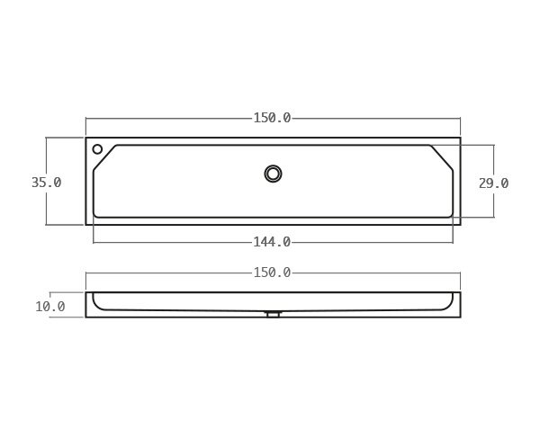WC sink in limestone - Technical plan 150 cm