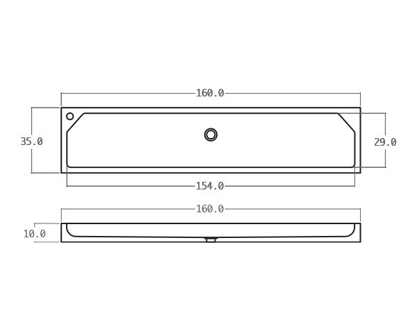 WC sink in limestone - Technical plan 160 cm