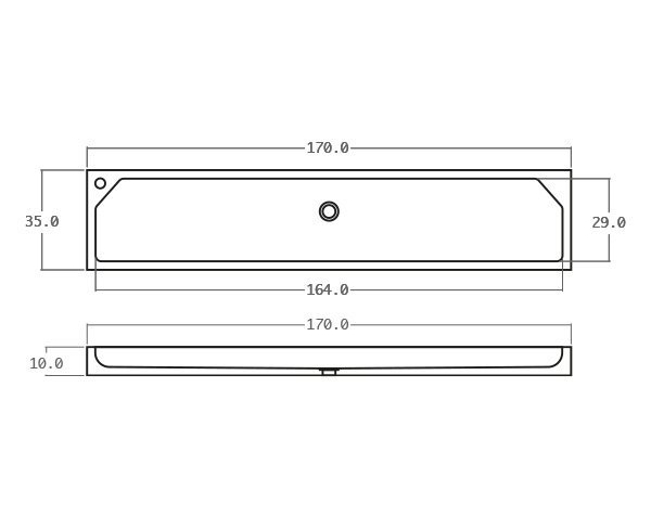 Lavabo WC en pierre - Schéma technique 170 cm