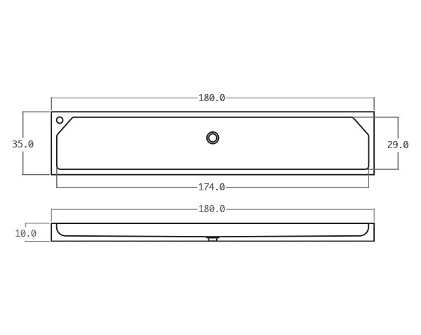 WC sink in limestone - Technical plan 180 cm