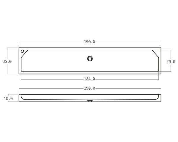 WC sink in limestone - Technical plan 190 cm
