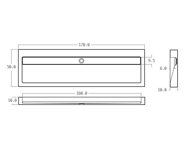 Gutter washbasin in limestone - Technical plan 170 cm