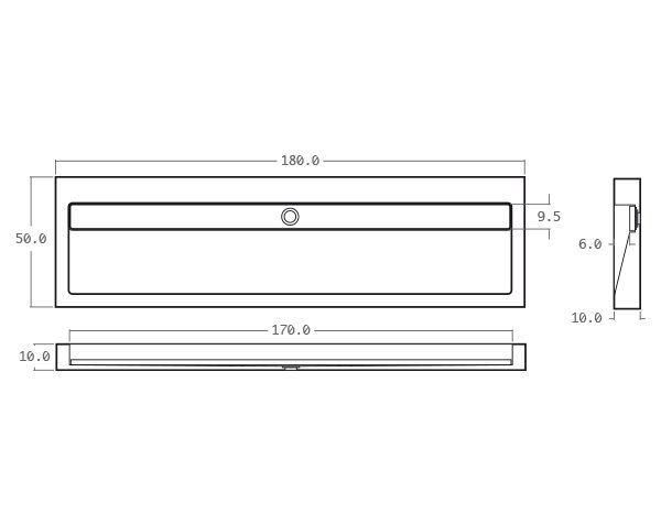 Gutter washbasin in limestone - Technical plan 180 cm