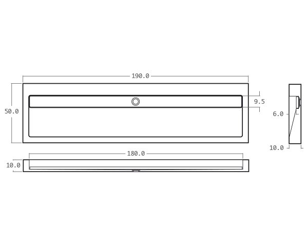 Gutter washbasin in limestone - Technical plan 190 cm