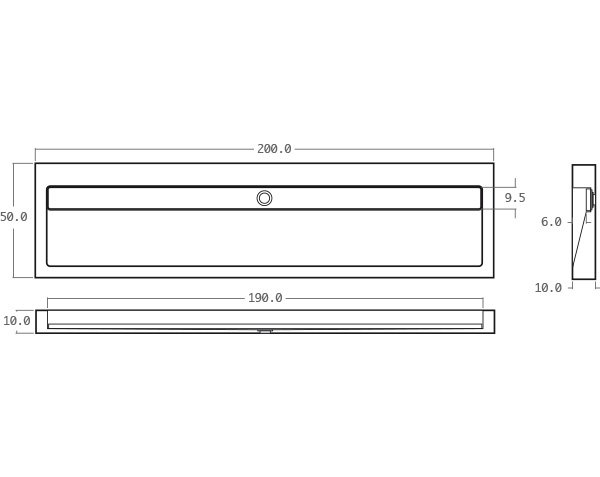 Gutter washbasin in limestone - Technical plan 200 cm