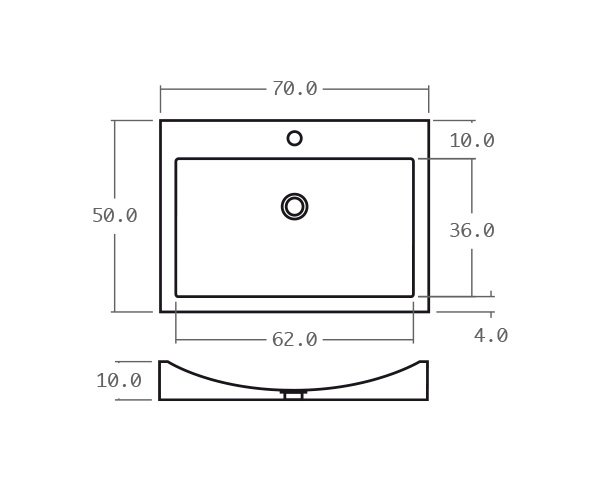 Limestone basin - Technical plan 70 cm
