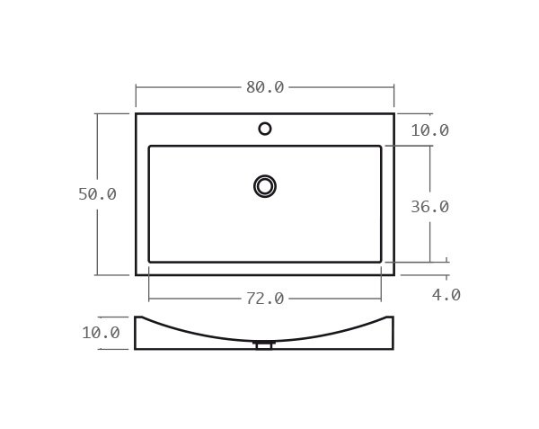 Limestone basin - Technical plan 80 cm