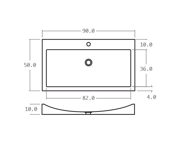 Limestone basin - Technical plan 90 cm