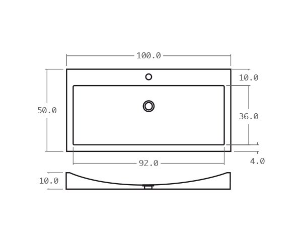 Limestone basin - Technical plan 100 cm