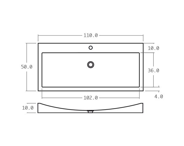 Limestone basin - Technical plan 110 cm