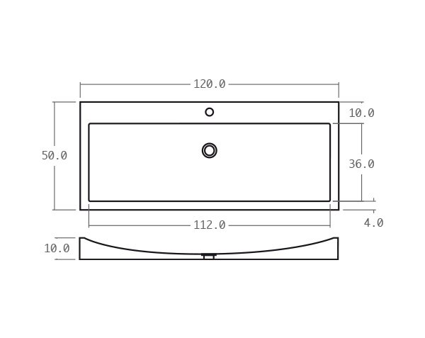 Limestone basin - Technical plan 120 cm