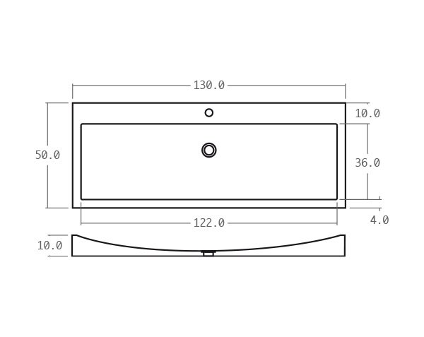 Limestone basin - Technical plan 130 cm