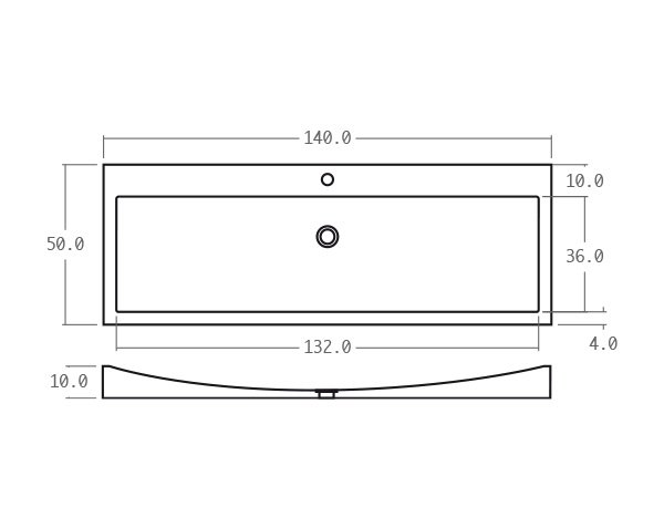Limestone basin - Technical plan 140 cm
