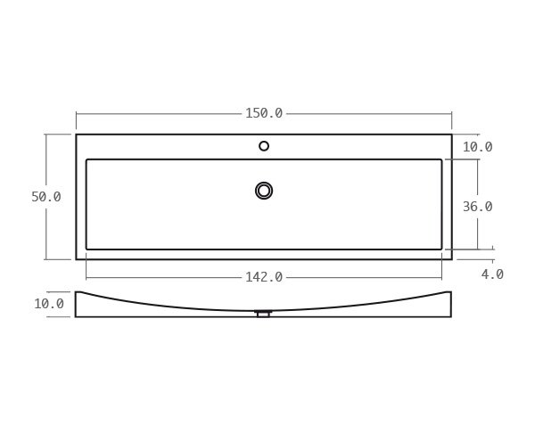 Limestone basin - Technical plan 150 cm
