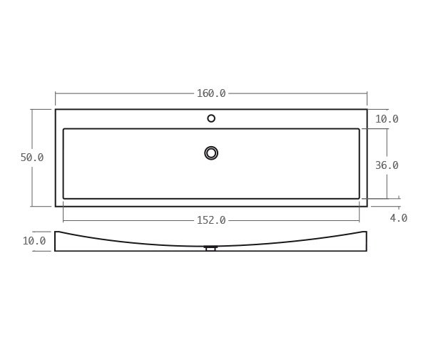 Limestone basin - Technical plan 160 cm
