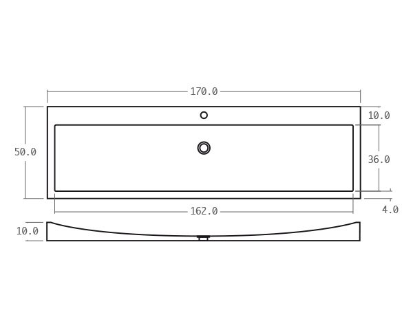 Limestone basin - Technical plan 170 cm