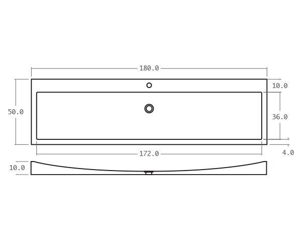 Limestone basin - Technical plan 180 cm