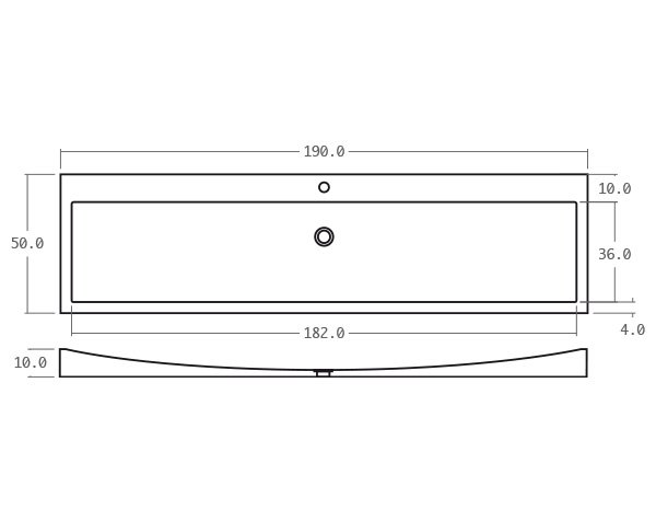 Limestone basin - Technical plan 190 cm