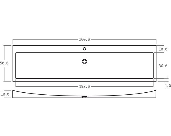 Limestone basin - Technical plan 200 cm