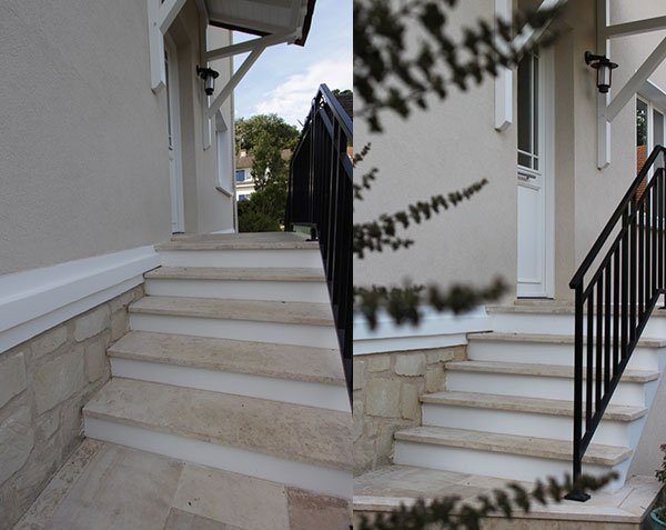 Staircase cladding with treads - Lanvignes Golden-Clear Aged FInish