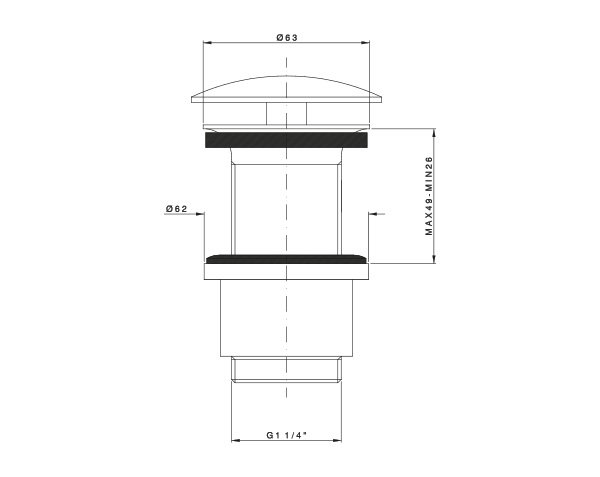 Standard plug for washbasin - Technical plan