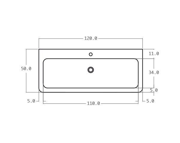 Natural limestone washbasin - Technical plan 120 cm