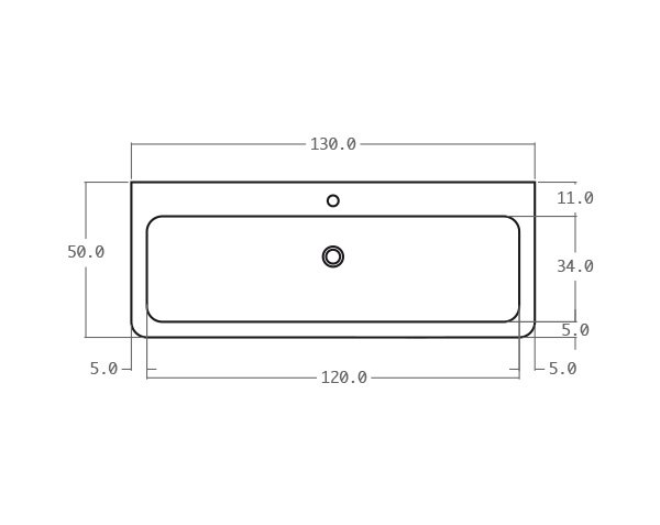 Natural limestone washbasin - Technical plan 130 cm