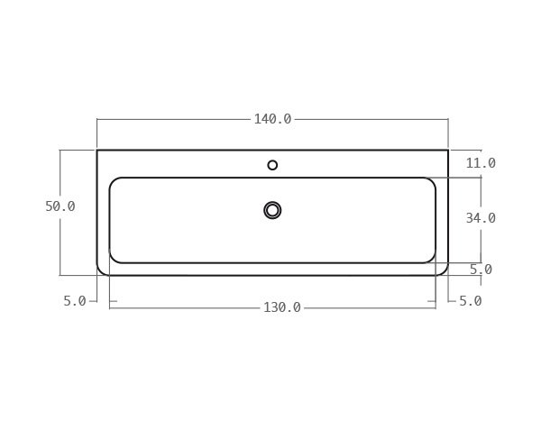Natural limestone washbasin - Technical plan 140 cm