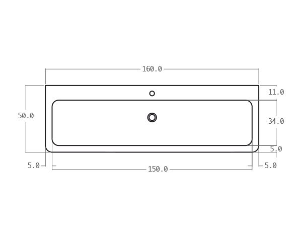 Natural limestone washbasin - Technical plan 160 cm