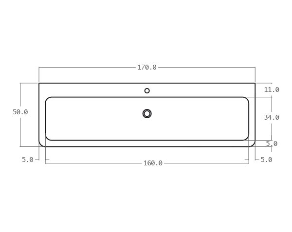 Natural limestone washbasin - Technical plan 170 cm